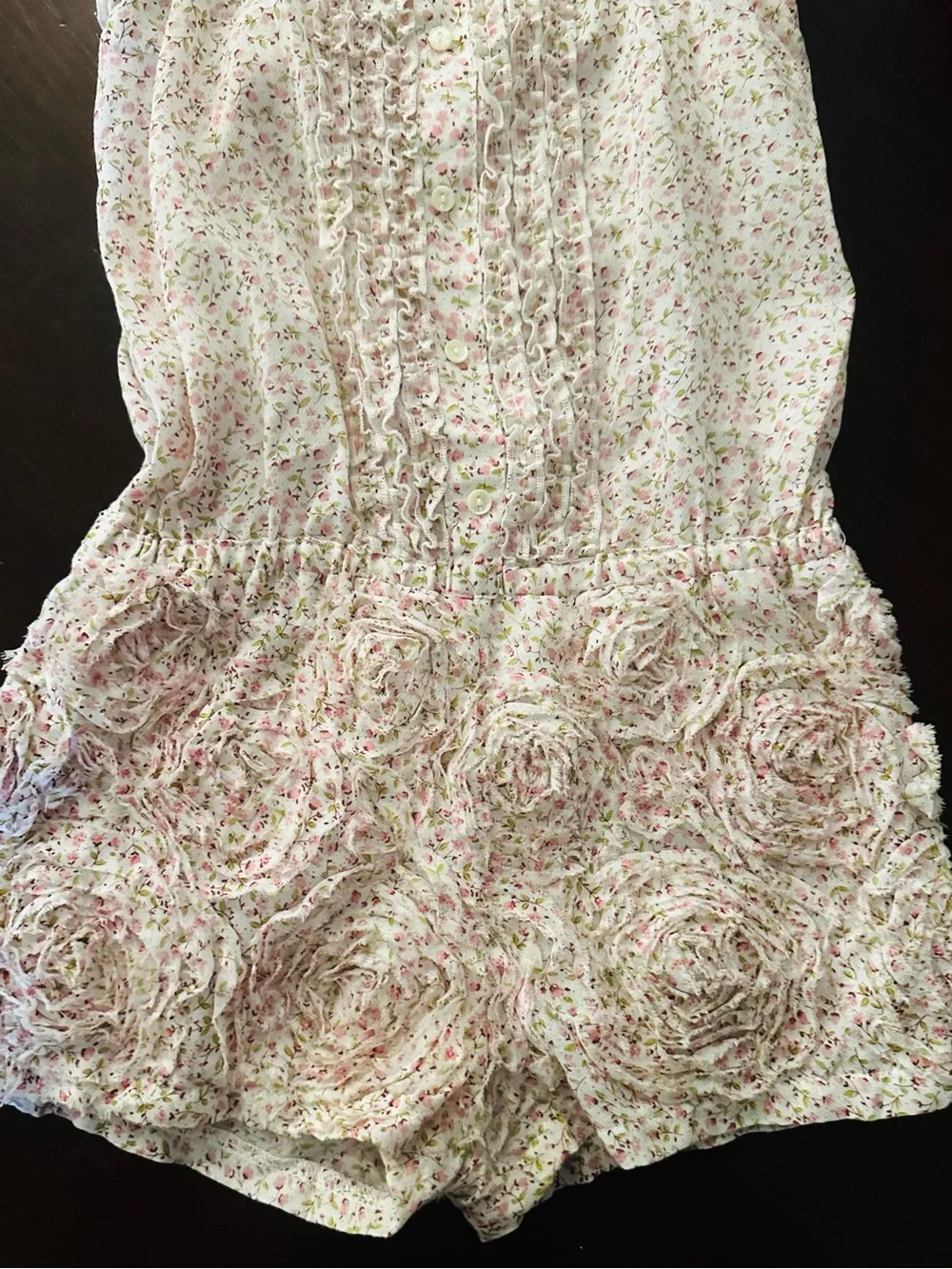 Girl’s Biscotti Collezioni Floral Pink Ruffle Short One-Piece Romper